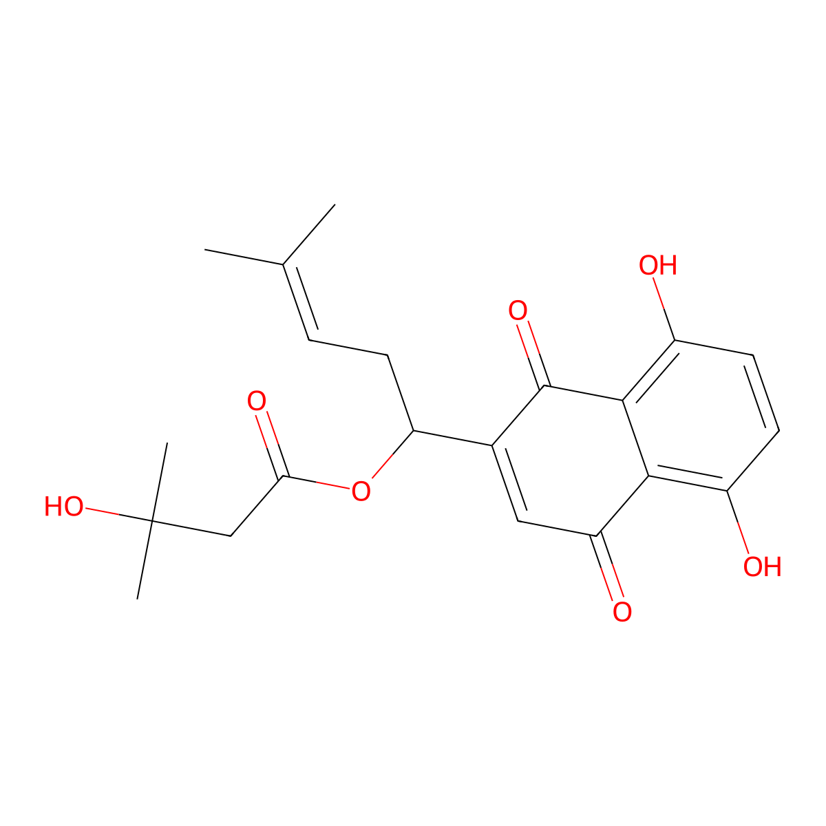 Beta-Hydroxyisovalerylshikonin molecular structure, CAS 7415-78-3