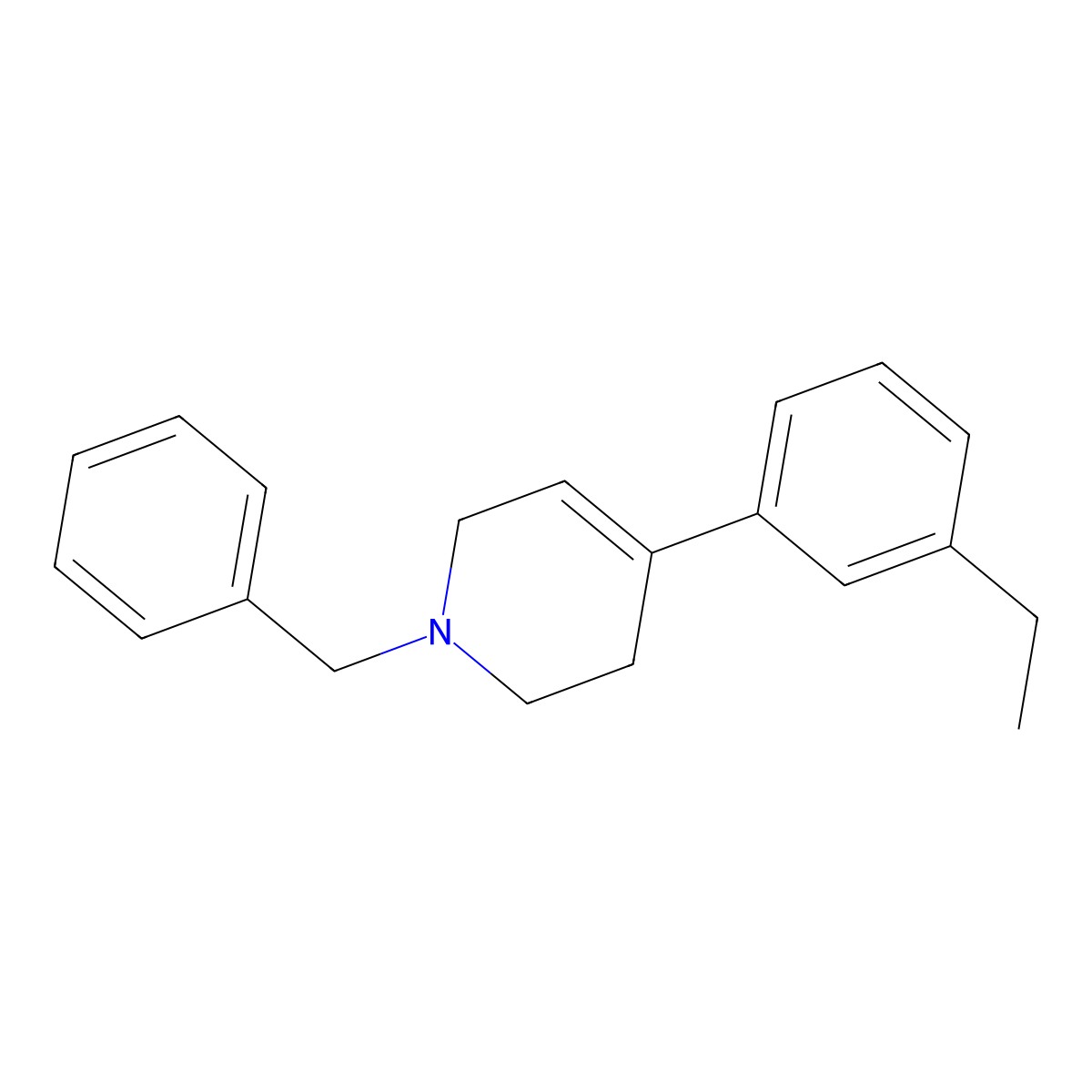 4-(3-Ethylphenyl)-1,2,3,6-tetrahydro-1-(phenylmethyl)pyridine molecular structure, CAS 74150-58-6