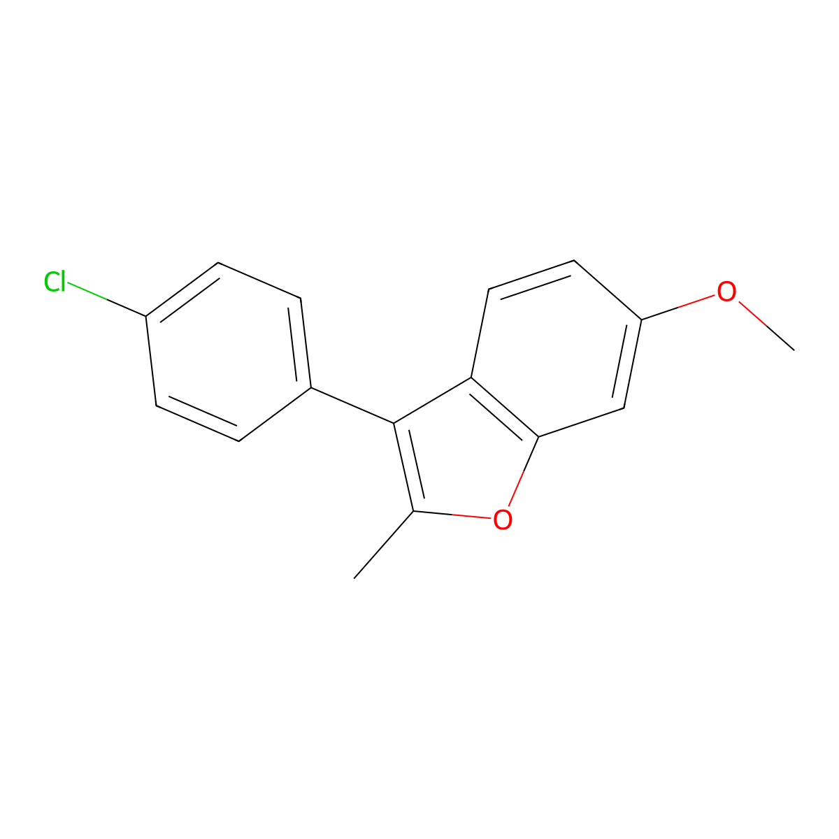 3-(4-Chlorophenyl)-6-methoxy-2-methyl-1-benzofuran molecular structure, CAS 74151-10-3