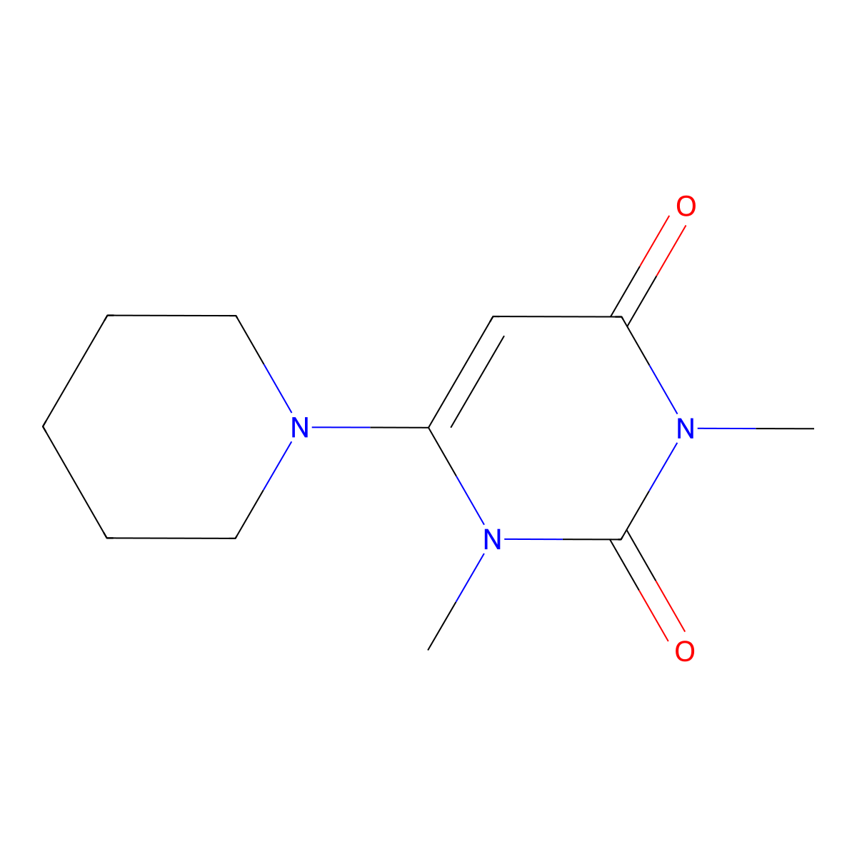 1,3-dimethyl-6-piperidino-2,4(1H,3H)-pyrimidinedione molecular structure, CAS 74151-86-3