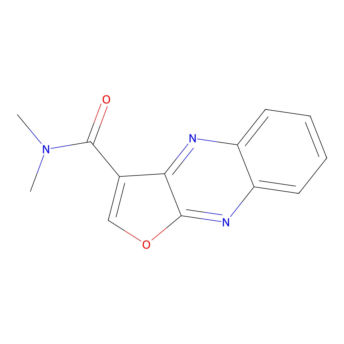 N,N-dimethylfuro[2,3-b]quinoxaline-3-carboxamide molecular structure, CAS 74151-99-8