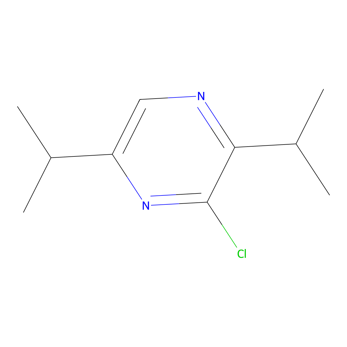 Pyrazine, 3-chloro-2,5-bis(1-methylethyl)- molecular structure, CAS 74152-17-3