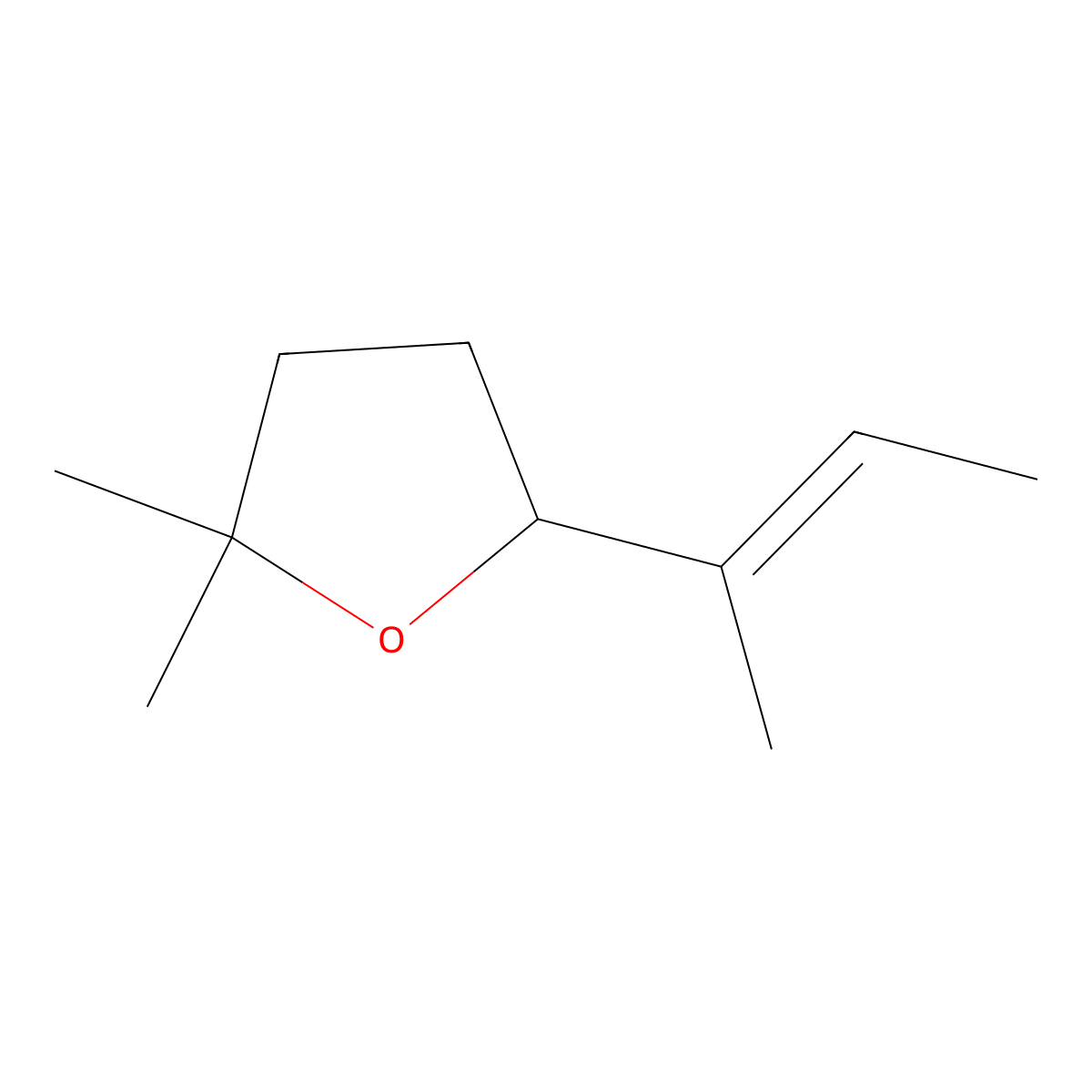 2,2-Dimethyl-5-(1-methylpropenyl)tetrahydrofuran molecular structure, CAS 7416-35-5