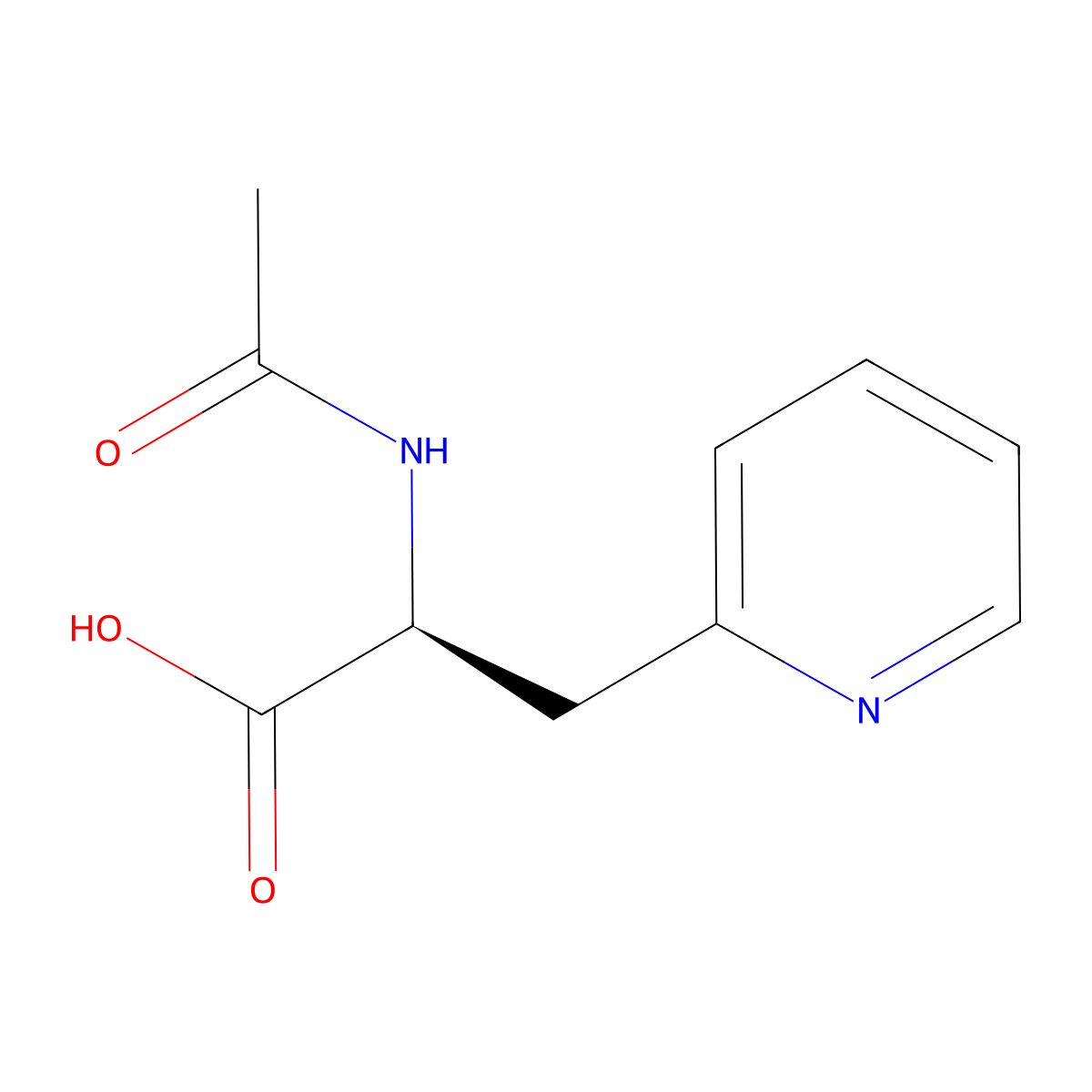 (2S)-2-acetamido-3-(pyridin-2-yl)propanoic acid molecular structure, CAS 74164-26-4