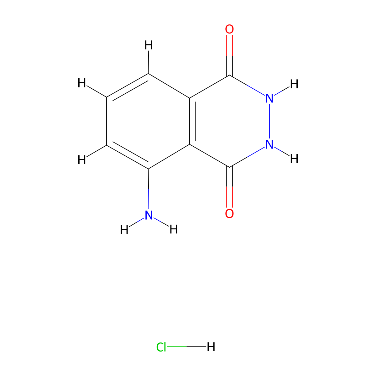 5-Amino-2,3-dihydrophthalazine-1,4-dione--hydrogen chloride (1/1) molecular structure, CAS 74165-64-3