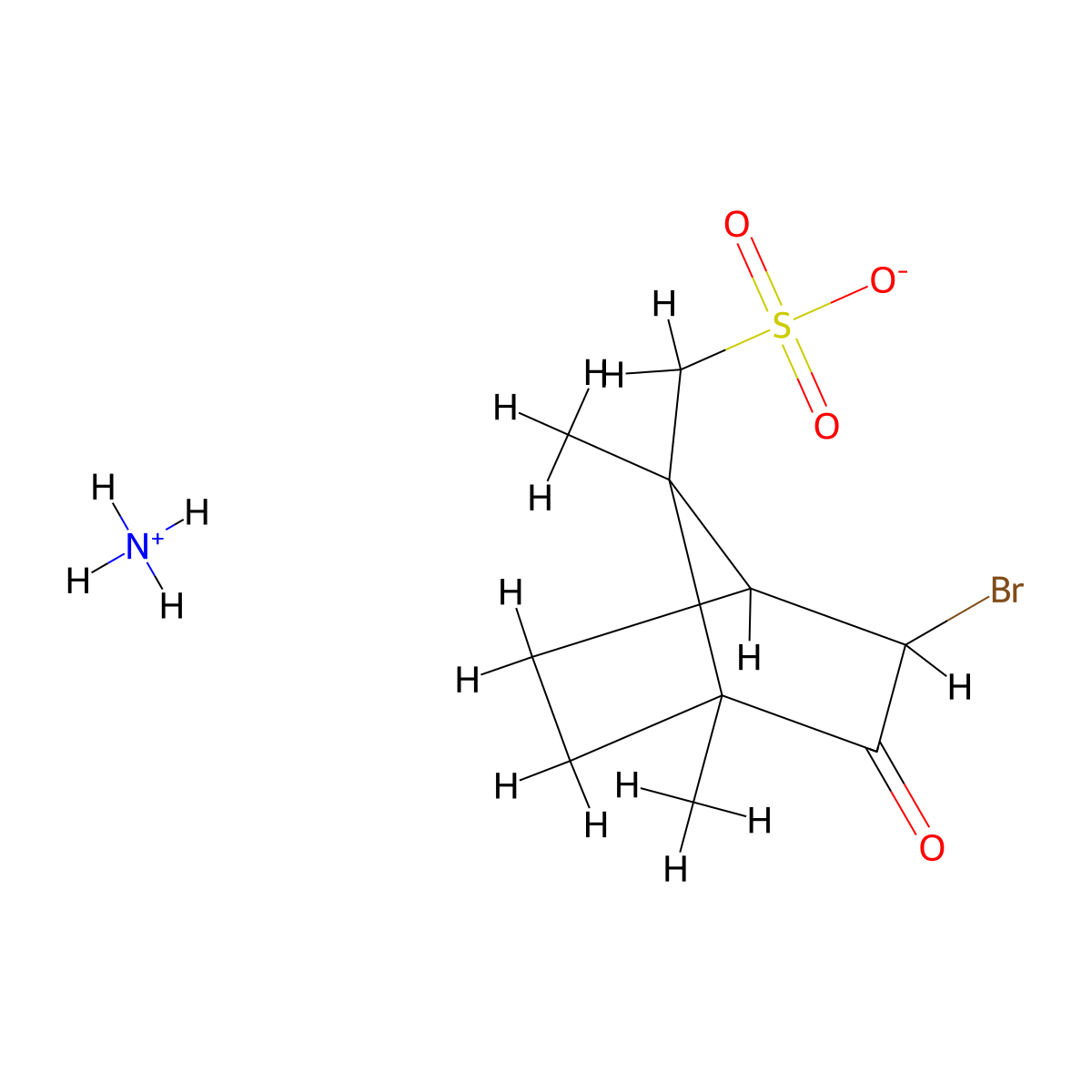 Ammonium D-5-bromo-6-oxo-9-bornanesulphonate molecular structure, CAS 74165-69-8