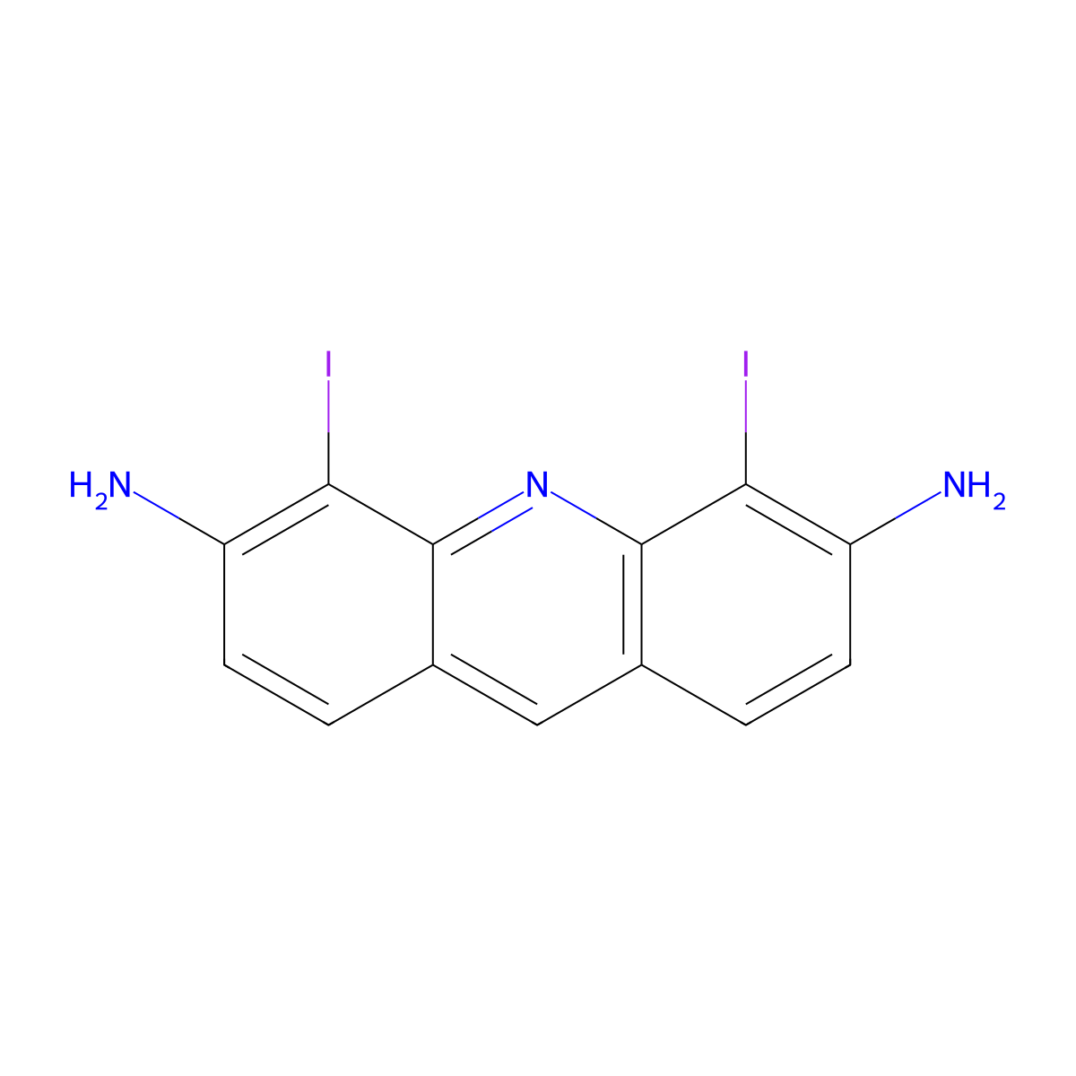 Acridine, 3,6-diamino-4,5-diiodo- molecular structure, CAS 74165-93-8