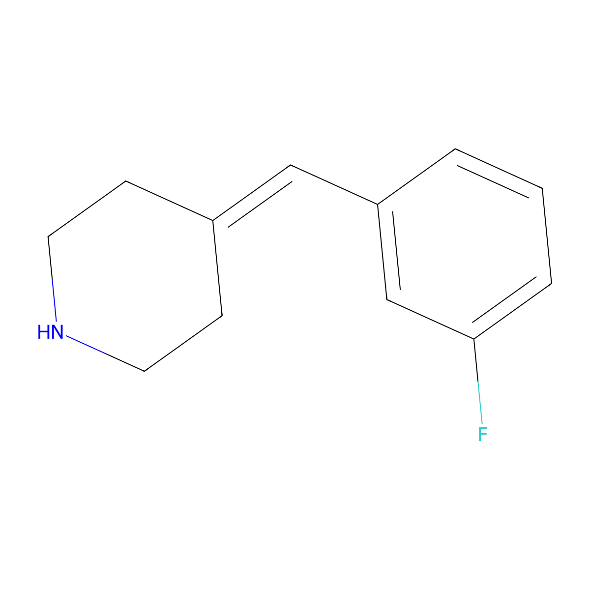 4-[(3-Fluorophenyl)methylidene]piperidine molecular structure, CAS 741654-03-5