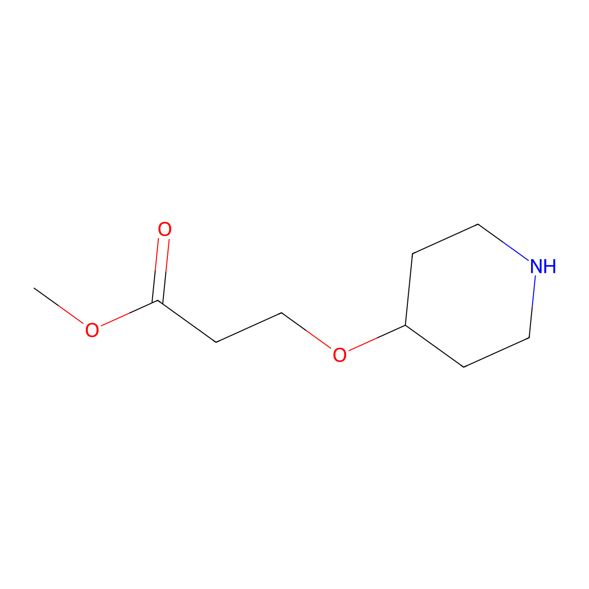 Methyl 3-(piperidin-4-yloxy)propanoate molecular structure, CAS 741655-05-0