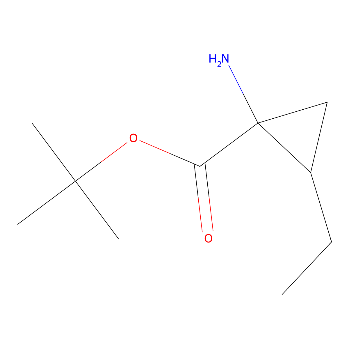 rac-tert-butyl (1R,2R)-1-amino-2-ethylcyclopropane-1-carboxylate molecular structure, CAS 741660-47-9