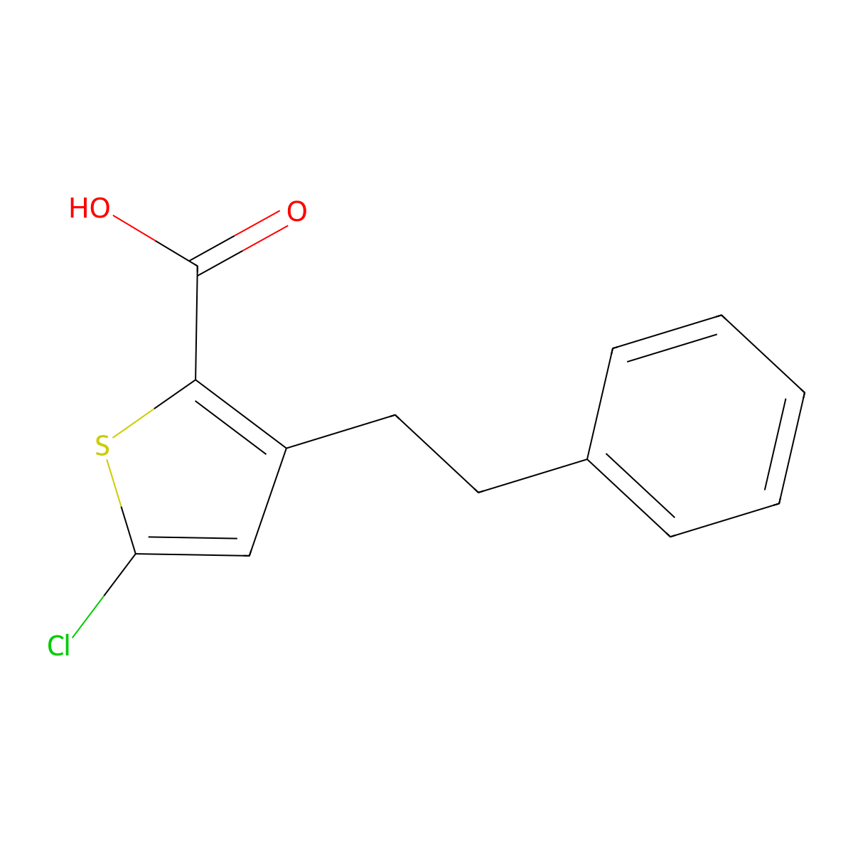 5-Chloro-3-phenethylthiophene-2-carboxylic acid molecular structure, CAS 74168-80-2