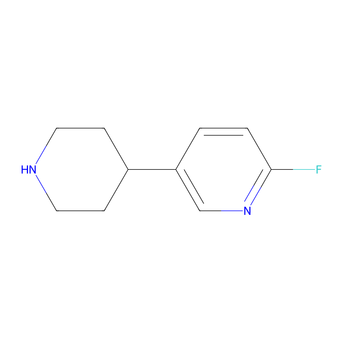 2-Fluoro-5-piperidin-4-ylpyridine molecular structure, CAS 741683-14-7