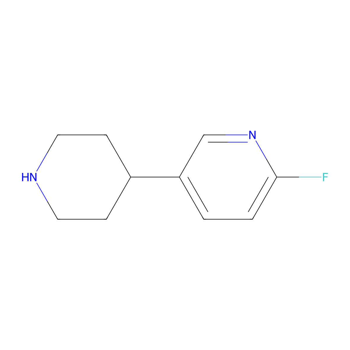 2-Fluoro-5-piperidin-4-ylpyridine molecular structure, CAS 741683-14-7