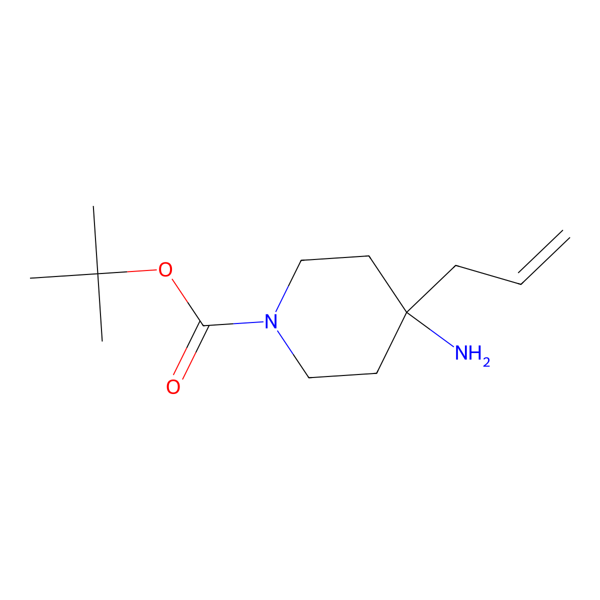 Tert-butyl 4-amino-4-(prop-2-en-1-yl)piperidine-1-carboxylate molecular structure, CAS 741687-08-1
