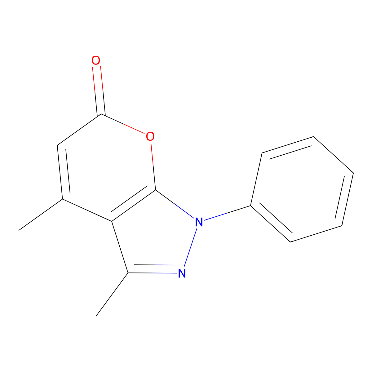 3,4-dimethyl-1-phenylpyrano[2,3-c]pyrazol-6(1H)-one molecular structure, CAS 74169-52-1