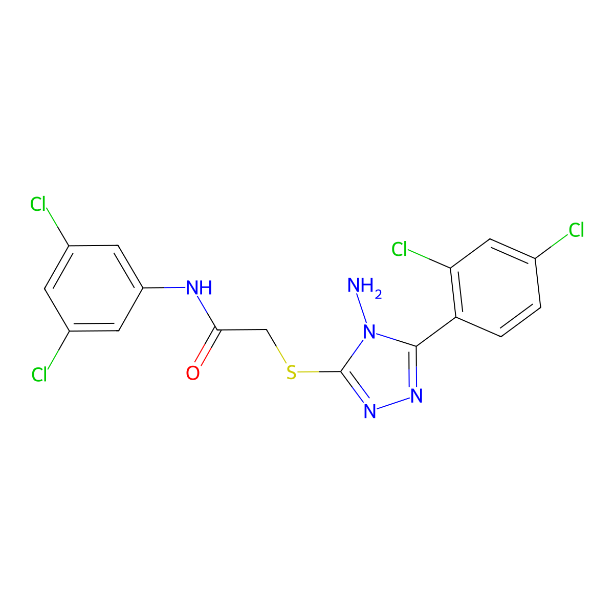 2-[4-amino-5-(2,4-dichlorophenyl)(1,2,4-triazol-3-ylthio)]-N-(3,5-dichlorophen yl)acetamide molecular structure, CAS 741690-76-6