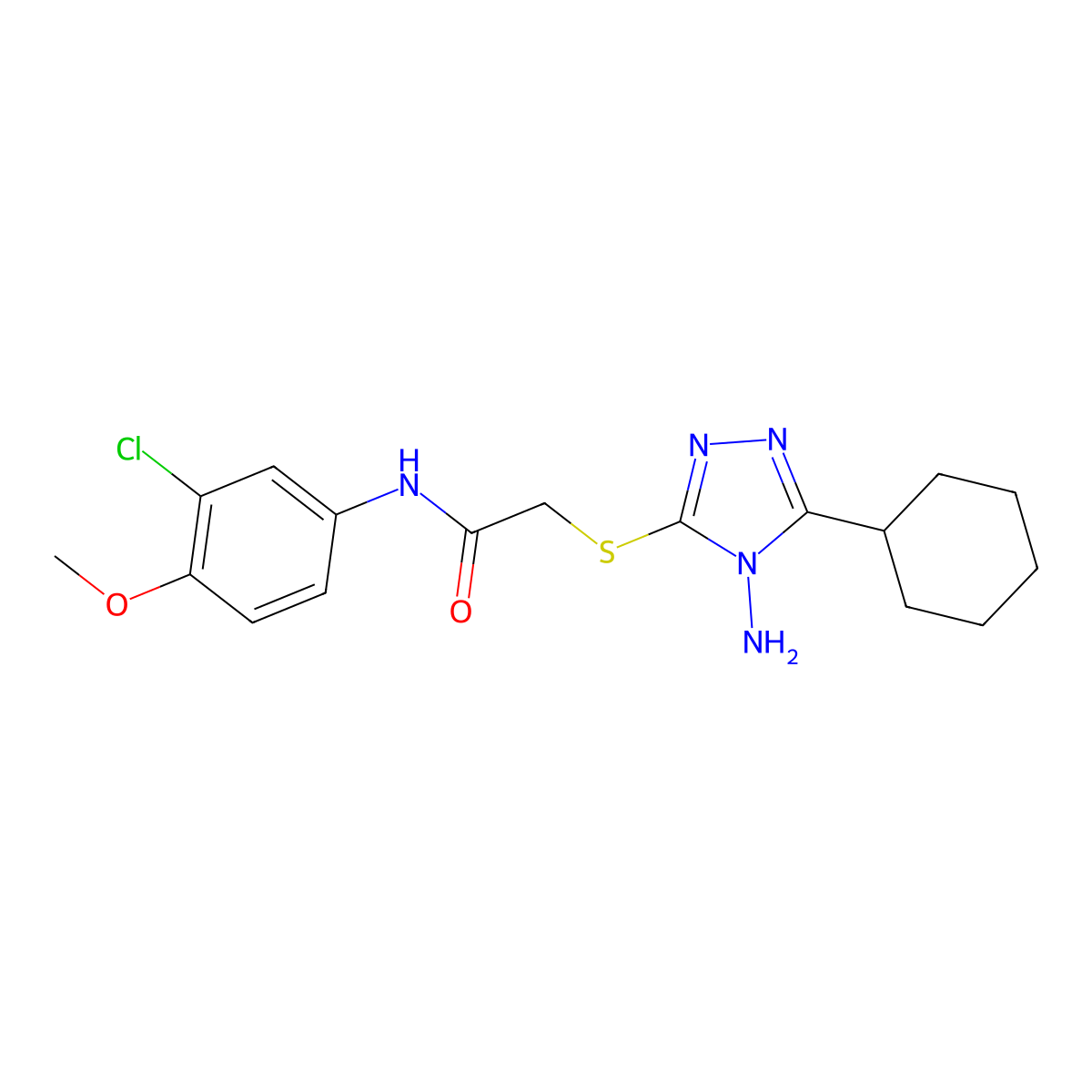 2-[(4-amino-5-cyclohexyl-4H-1,2,4-triazol-3-yl)sulfanyl]-N-(3-chloro-4-methoxyphenyl)acetamide molecular structure, CAS 741691-41-8