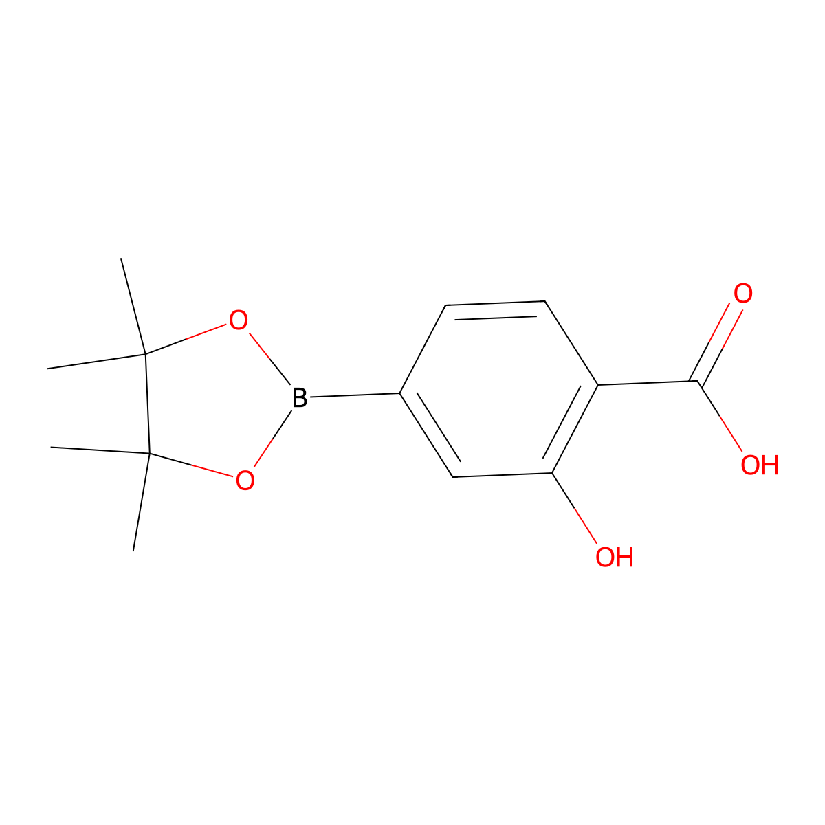 2-Hydroxy-4-(4,4,5,5-tetramethyl-1,3,2-dioxaborolan-2-YL)benzoic acid molecular structure, CAS 741698-75-9