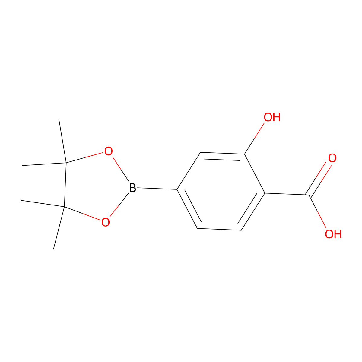 2-Hydroxy-4-(4,4,5,5-tetramethyl-1,3,2-dioxaborolan-2-YL)benzoic acid molecular structure, CAS 741698-75-9