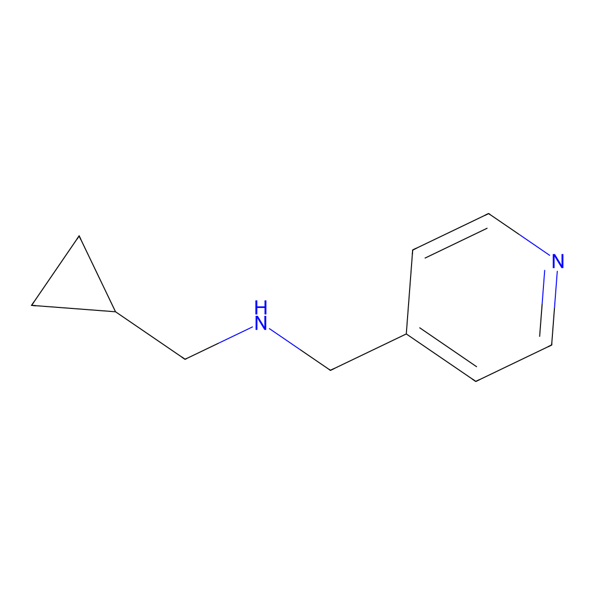 (Cyclopropylmethyl)[(pyridin-4-yl)methyl]amine molecular structure, CAS 741698-95-3