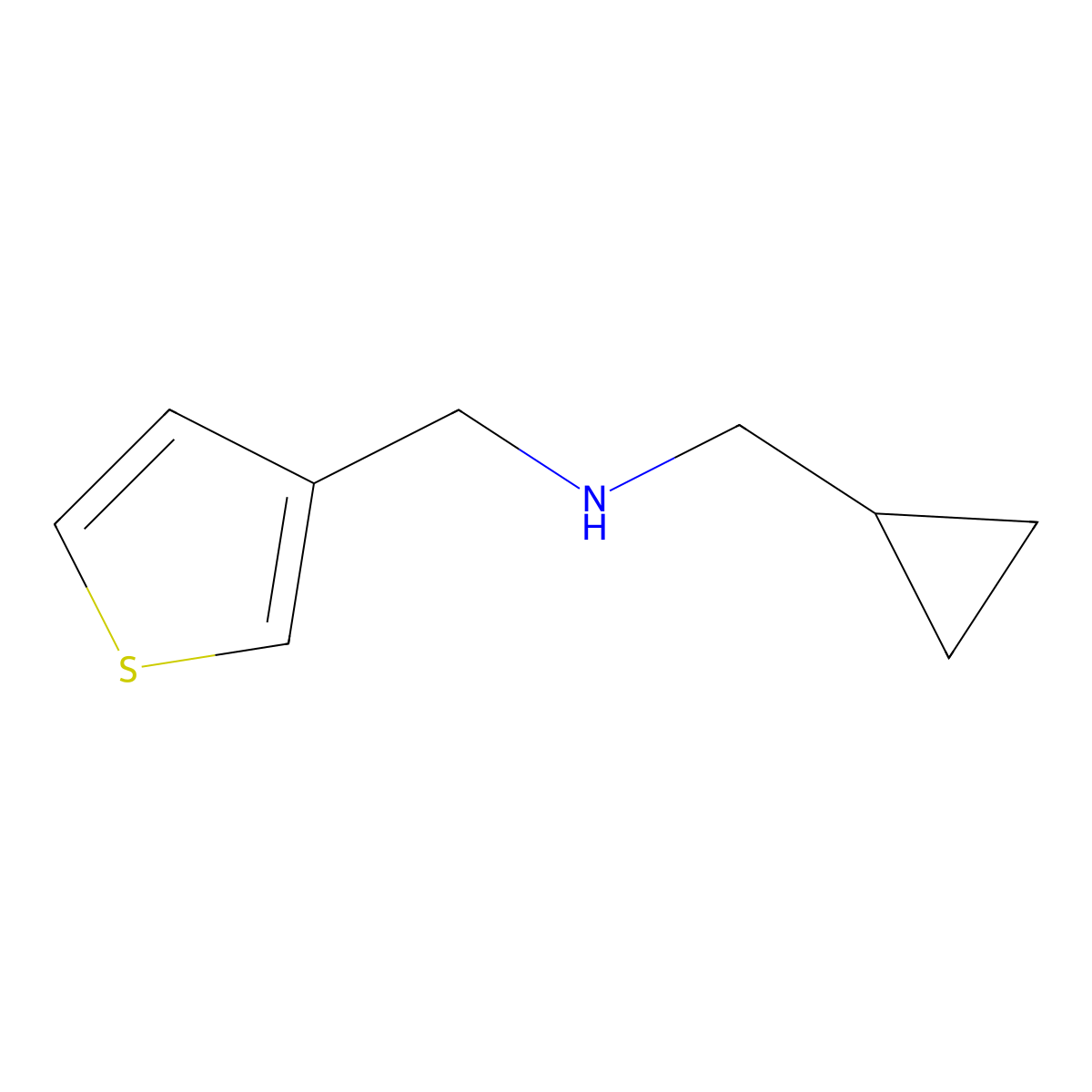 (Cyclopropylmethyl)[(thiophen-3-yl)methyl]amine molecular structure, CAS 741698-97-5