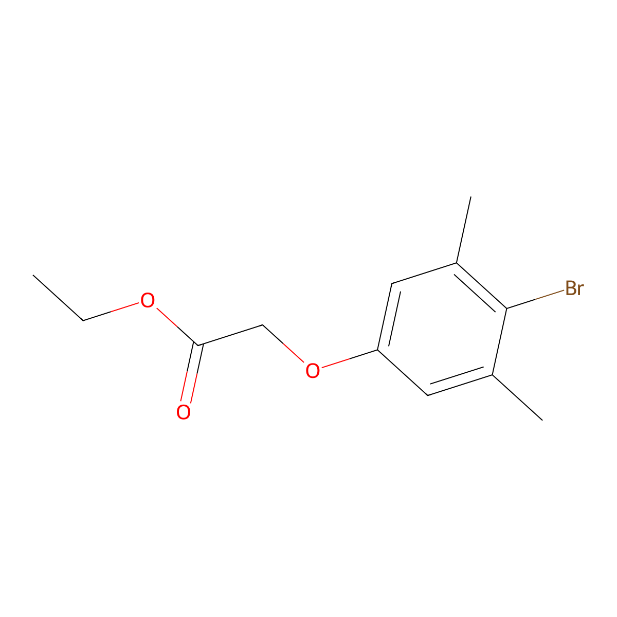 Ethyl 2-(4-bromo-3,5-dimethyl-phenoxy)acetate molecular structure, CAS 741699-17-2