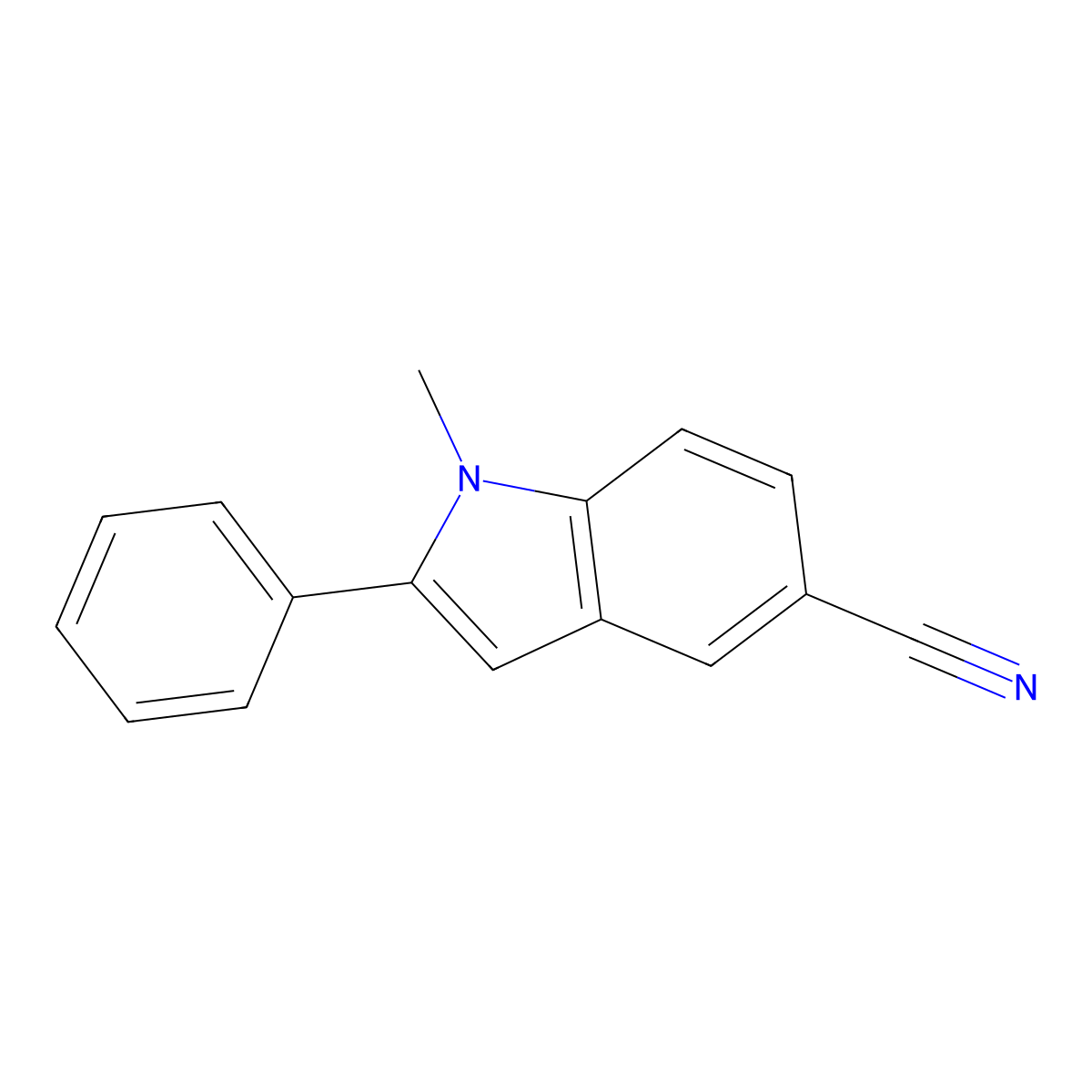 1H-Indole-5-carbonitrile, 1-methyl-2-phenyl- molecular structure, CAS 741709-19-3