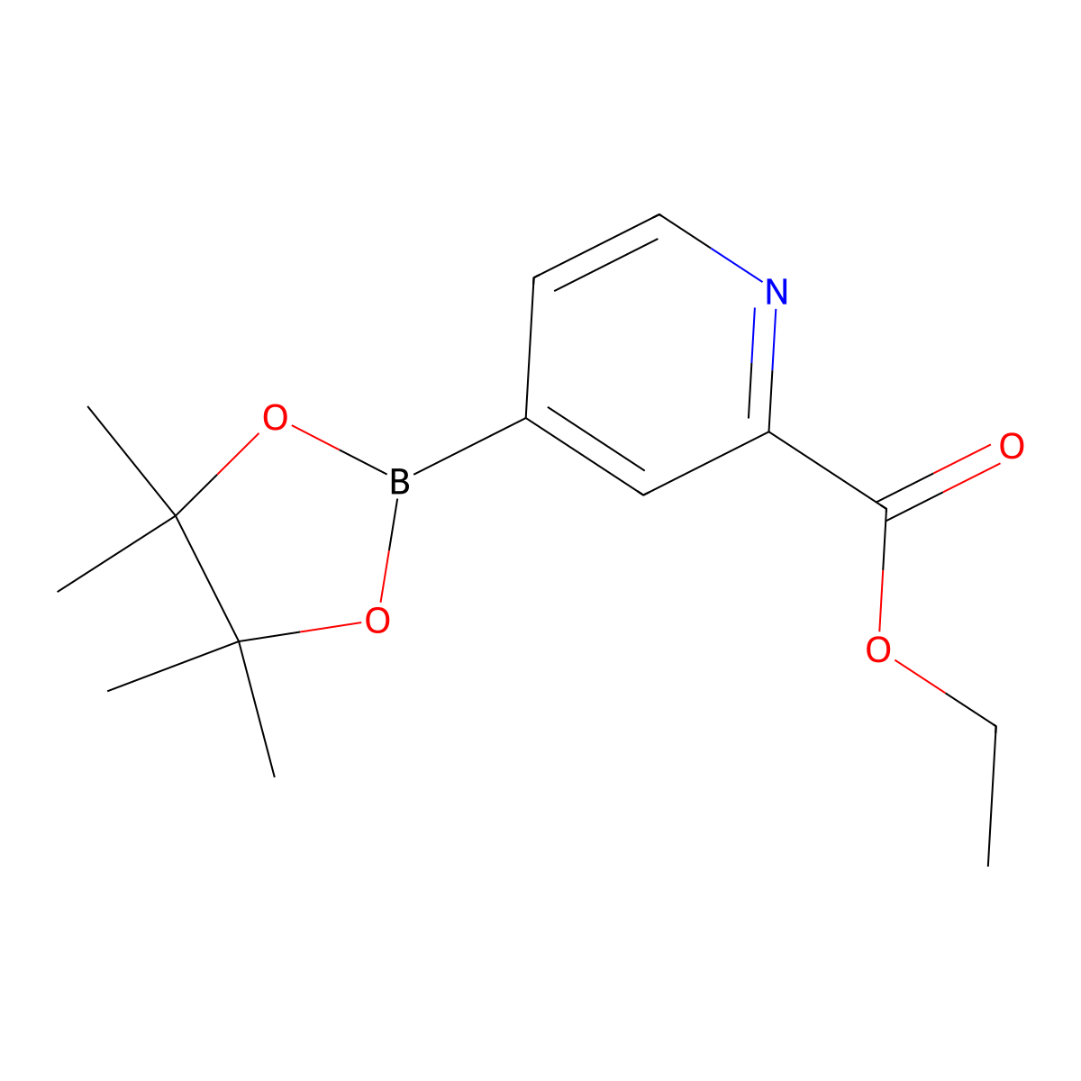 Ethyl 4-(4,4,5,5-tetramethyl-1,3,2-dioxaborolan-2-yl)pyridine-2-carboxylate molecular structure, CAS 741709-56-8
