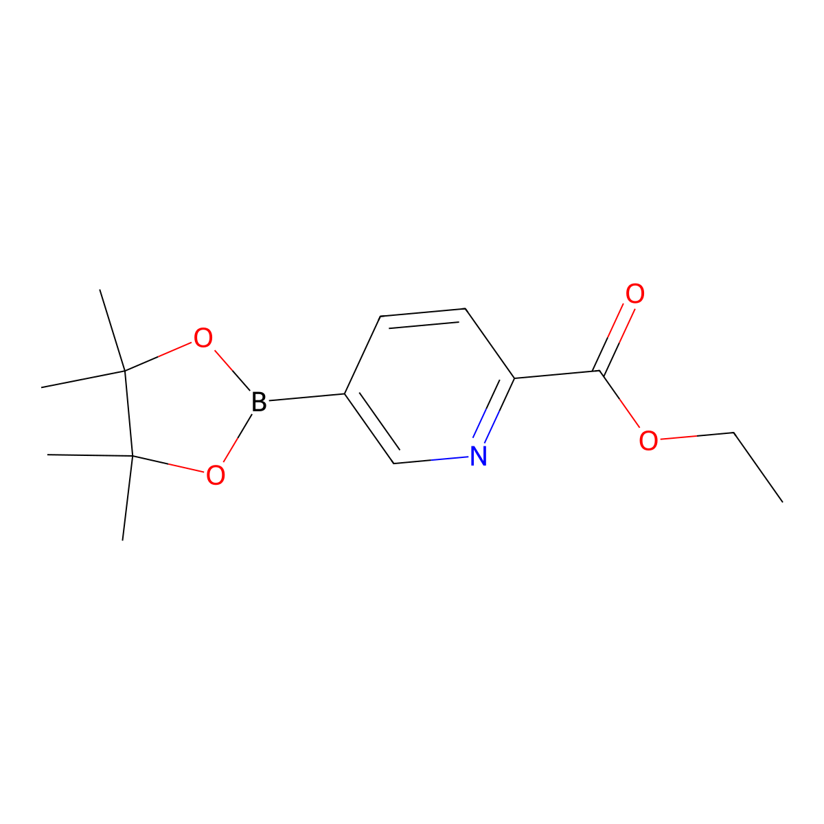 Ethyl 5-(4,4,5,5-tetramethyl-1,3,2-dioxaborolan-2-yl)picolinate molecular structure, CAS 741709-57-9