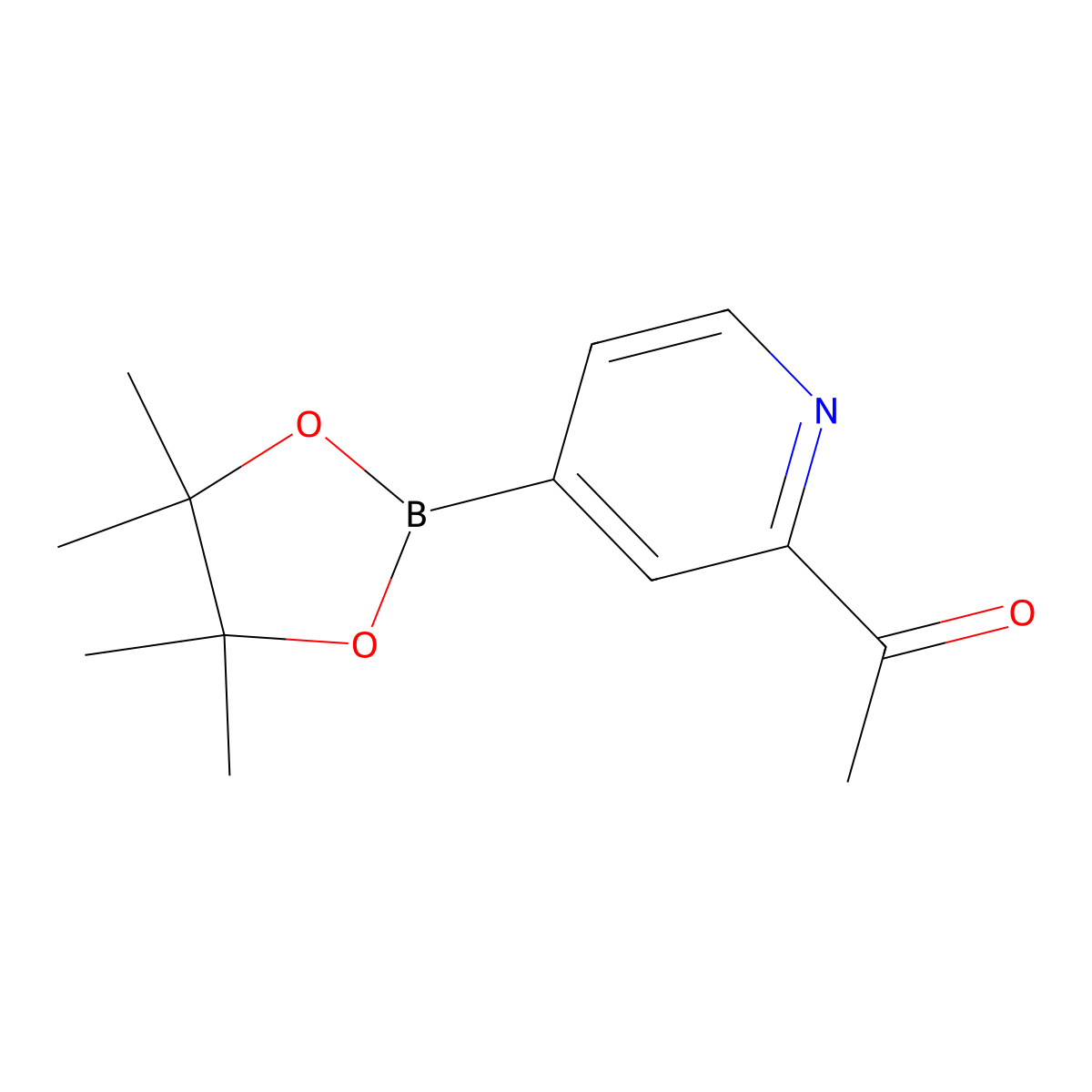 1-(4-(4,4,5,5-Tetramethyl-1,3,2-dioxaborolan-2-yl)pyridin-2-yl)ethanone molecular structure, CAS 741709-58-0