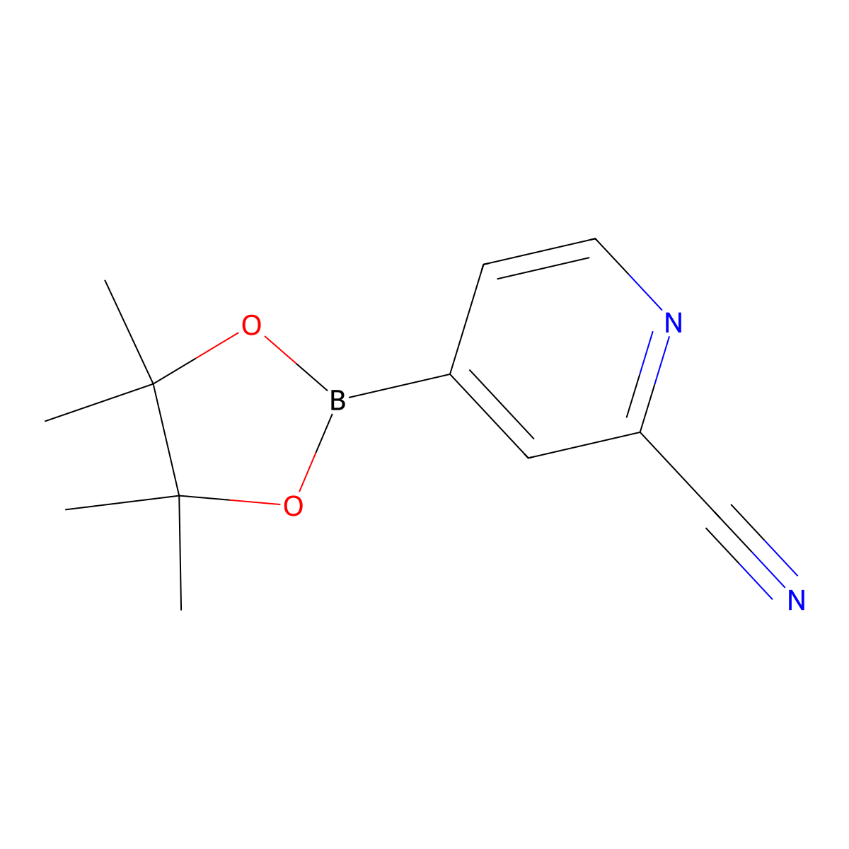 4-(4,4,5,5-Tetramethyl-1,3,2-dioxaborolan-2-yl)pyridine-2-carbonitrile molecular structure, CAS 741709-62-6