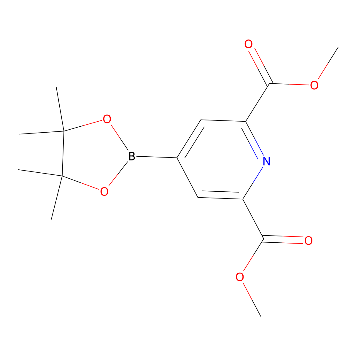 Dimethyl 4-(4,4,5,5-tetramethyl-1,3,2-dioxaborolan-2-yl)pyridine-2,6-dicarboxylate molecular structure, CAS 741709-66-0