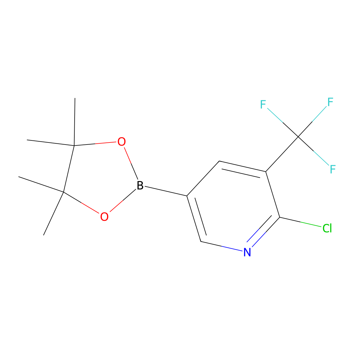 2-Chloro-5-(4,4,5,5-tetramethyl-1,3,2-dioxaborolan-2-yl)-3-(trifluoromethyl)pyridine molecular structure, CAS 741709-67-1