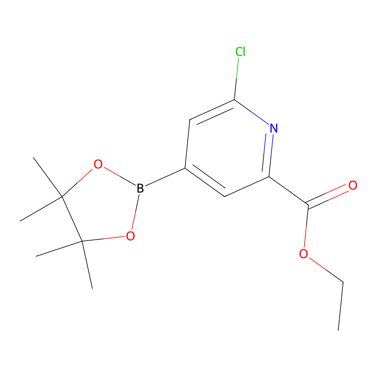2-Chloro-6-(ethoxycarbonyl)pyridine-4-boronic acid, pinacol ester molecular structure, CAS 741709-70-6