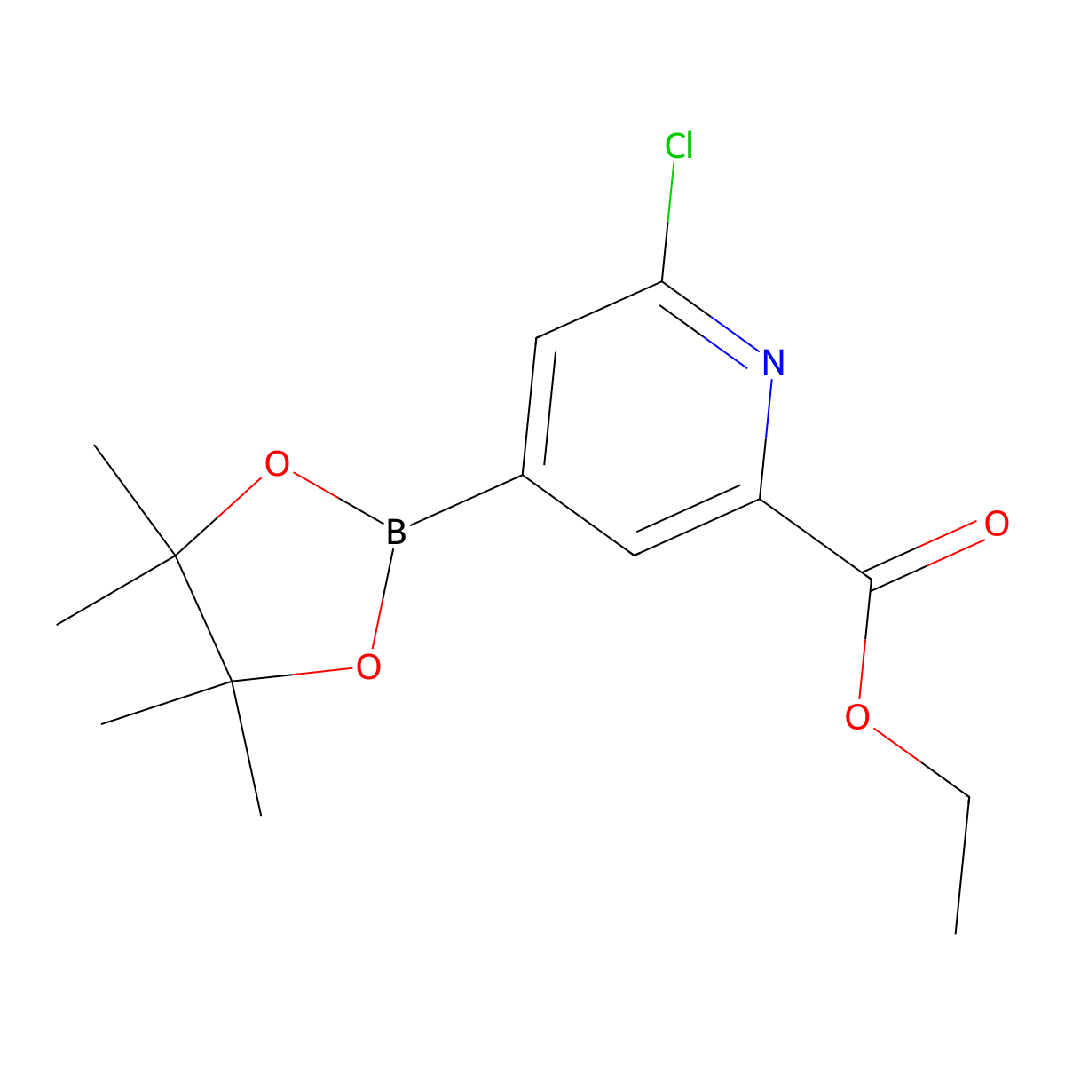 2-Chloro-6-(ethoxycarbonyl)pyridine-4-boronic acid, pinacol ester molecular structure, CAS 741709-70-6