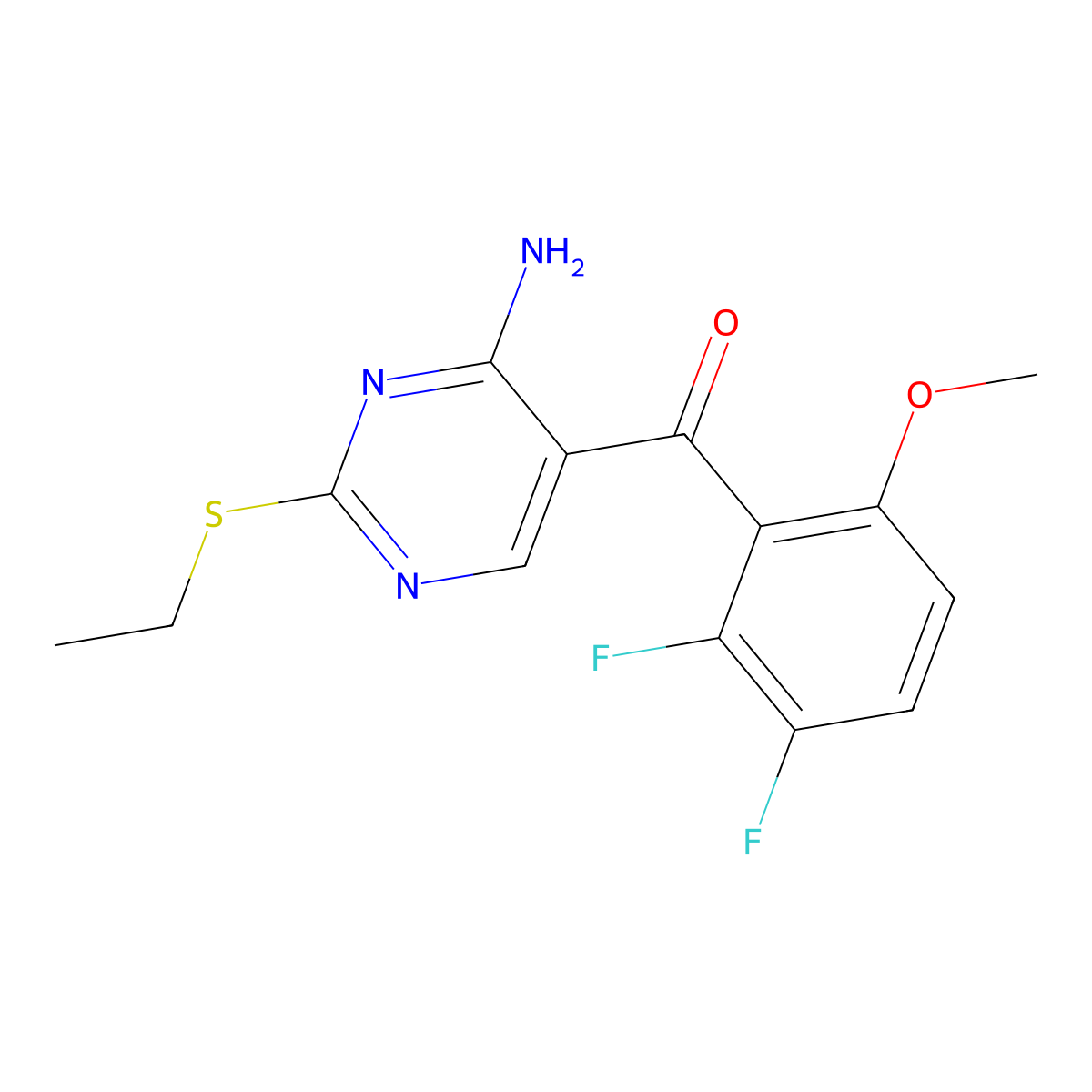 Methanone, [4-amino-2-(ethylthio)-5-pyrimidinyl](2,3-difluoro-6-methoxyphenyl)- molecular structure, CAS 741713-37-1