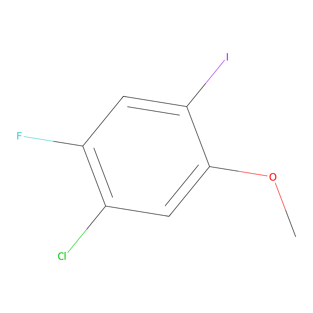 1-Chloro-2-fluoro-4-iodo-5-methoxybenzene molecular structure, CAS 741715-69-5