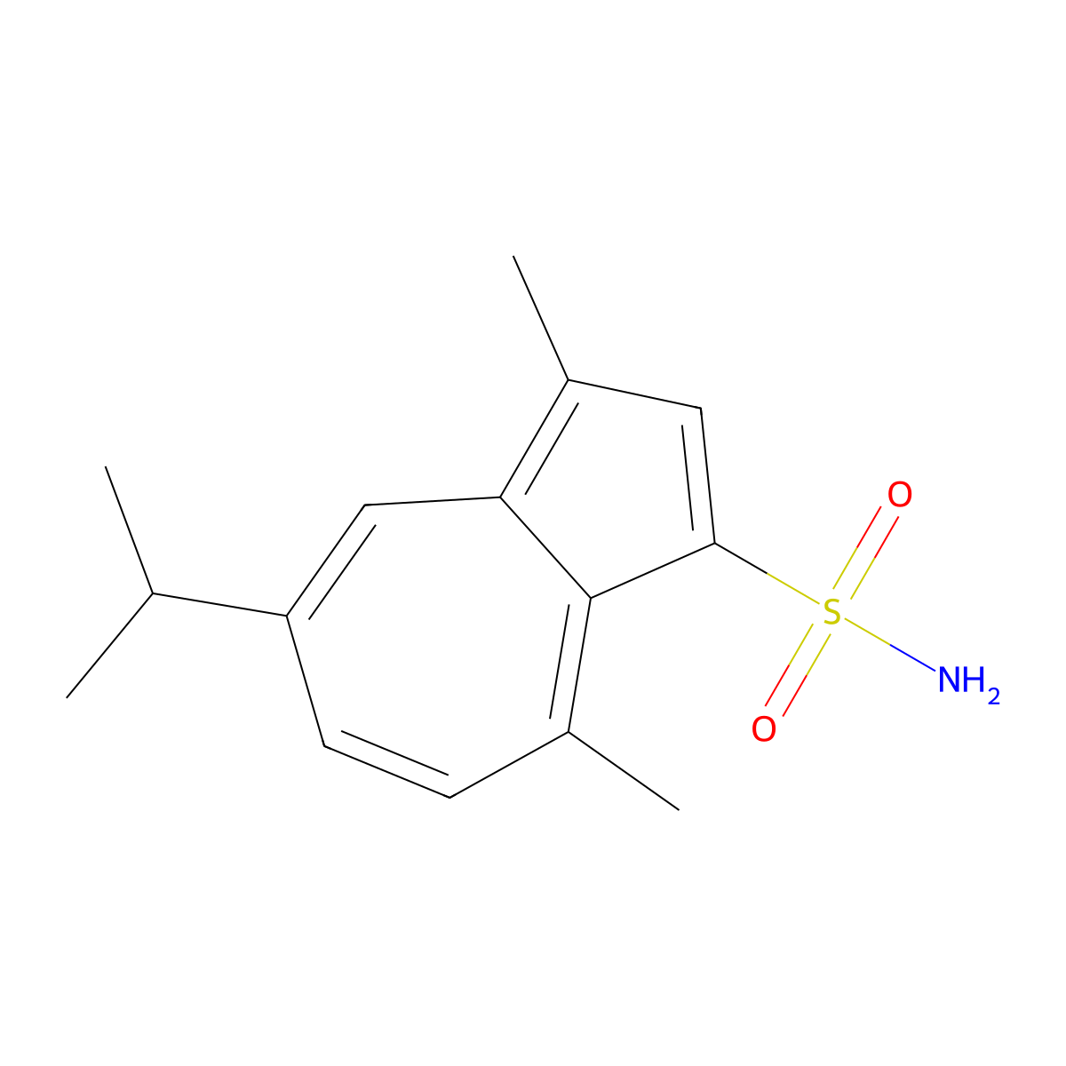 3,8-Dimethyl-5-(propan-2-yl)azulene-1-sulfonamide molecular structure, CAS 741716-23-4