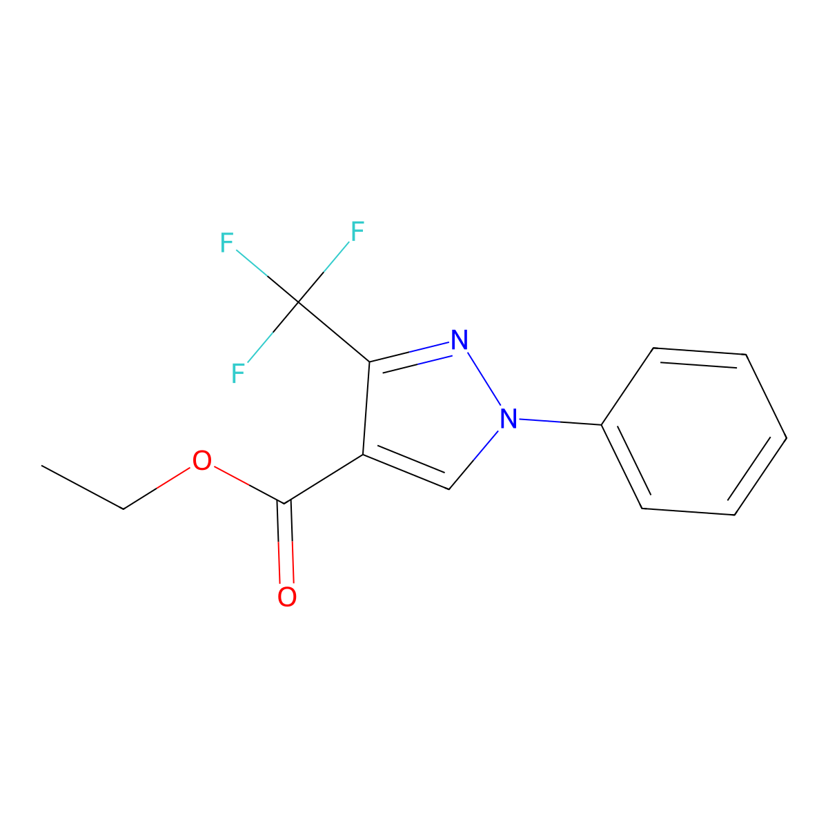 Ethyl 1-phenyl-3-(trifluoromethyl)-1H-pyrazole-4-carboxylate molecular structure, CAS 741717-63-5