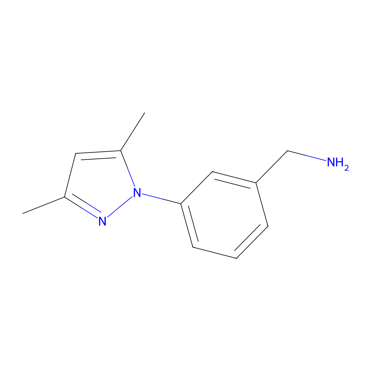 (3-(3,5-dimethyl-1H-pyrazol-1-yl)phenyl)methanamine molecular structure, CAS 741717-65-7