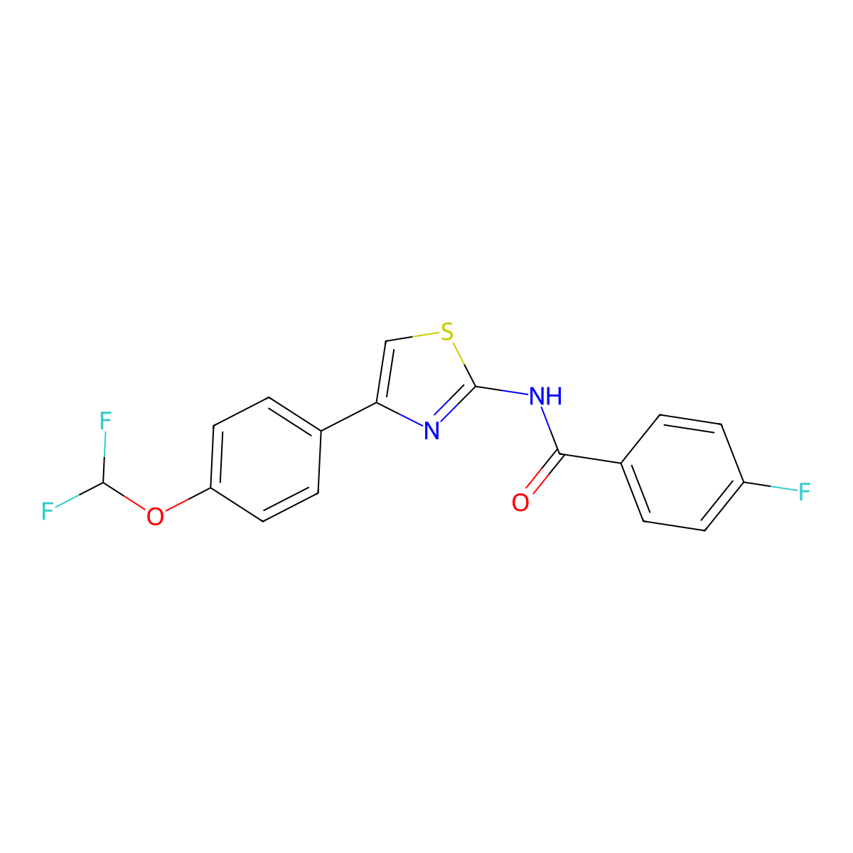 N-{4-[4-(difluoromethoxy)phenyl]-1,3-thiazol-2-yl}-4-fluorobenzamide molecular structure, CAS 741718-25-2