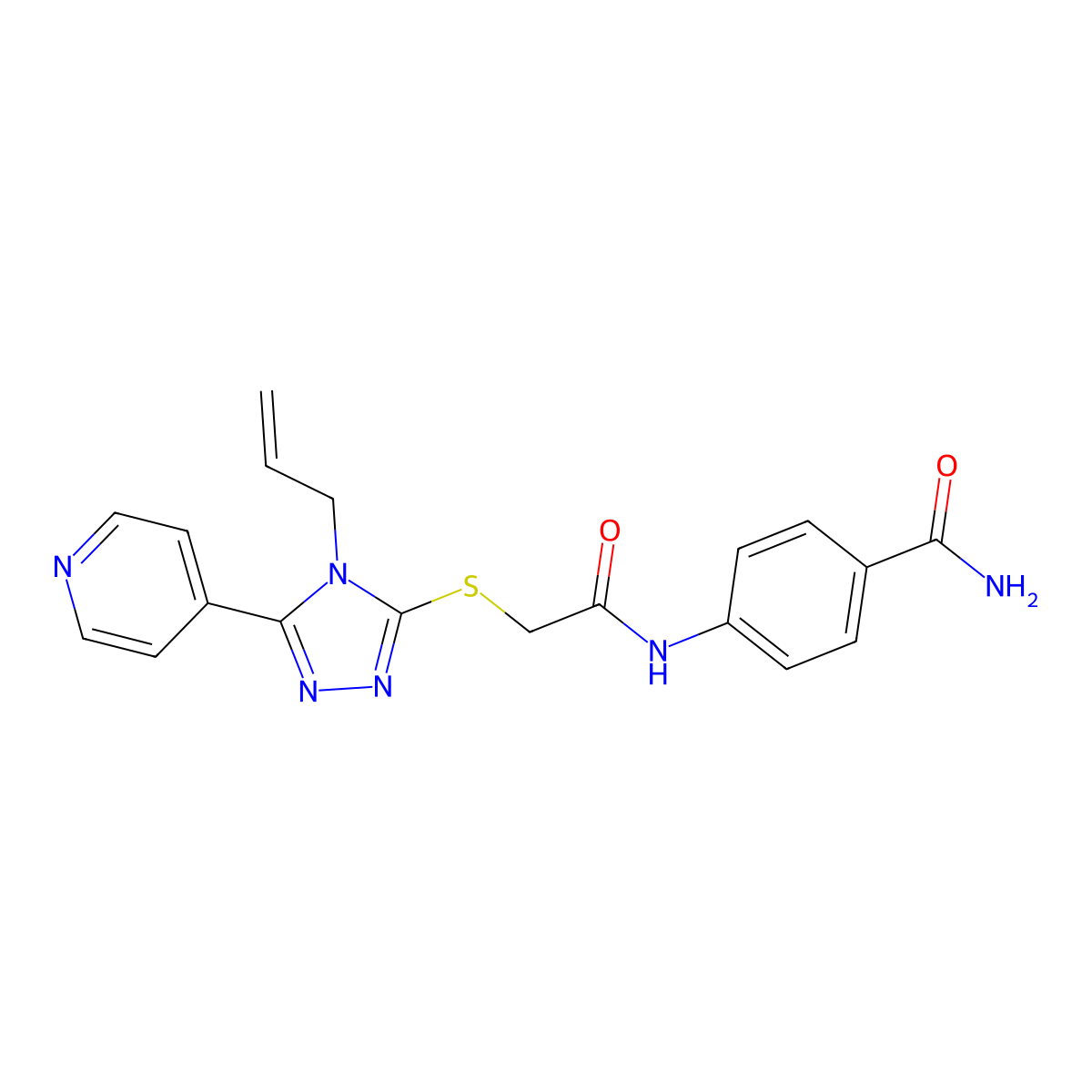 4-[2-(4-Prop-2-enyl-5-(4-pyridyl)-1,2,4-triazol-3-ylthio)acetylamino]benzamide molecular structure, CAS 741719-41-5