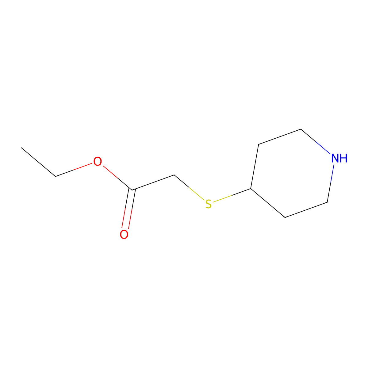 Ethyl 2-(piperidin-4-ylsulfanyl)acetate molecular structure, CAS 741729-97-5