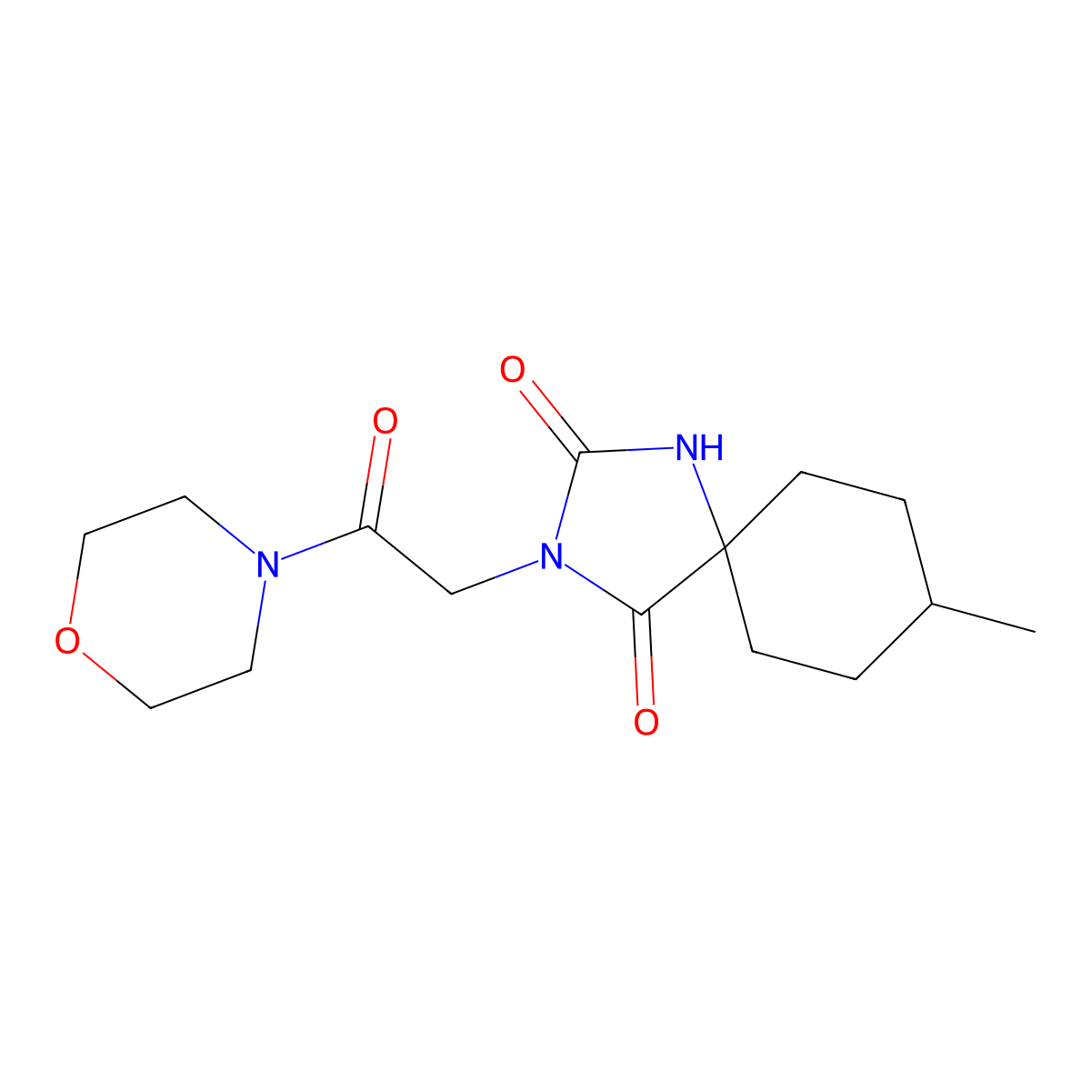8-Methyl-3-(2-morpholino-2-oxoethyl)-1,3-diazaspiro[4.5]decane-2,4-dione molecular structure, CAS 741734-48-5