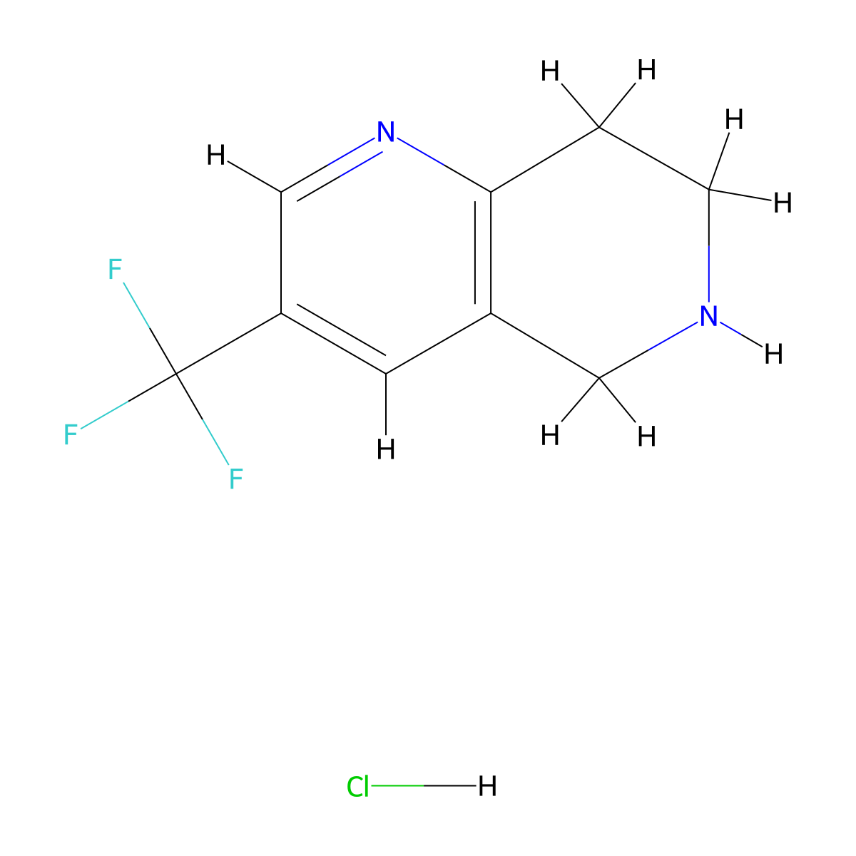 3-(Trifluoromethyl)-5,6,7,8-tetrahydro-1,6-naphthyridine hydrochloride molecular structure, CAS 741736-95-8