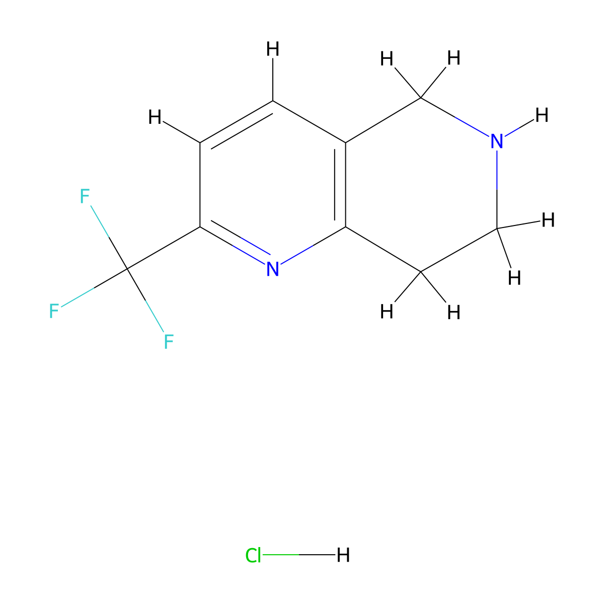 2-(Trifluoromethyl)-5,6,7,8-tetrahydro-1,6-naphthyridine hydrochloride molecular structure, CAS 741736-98-1