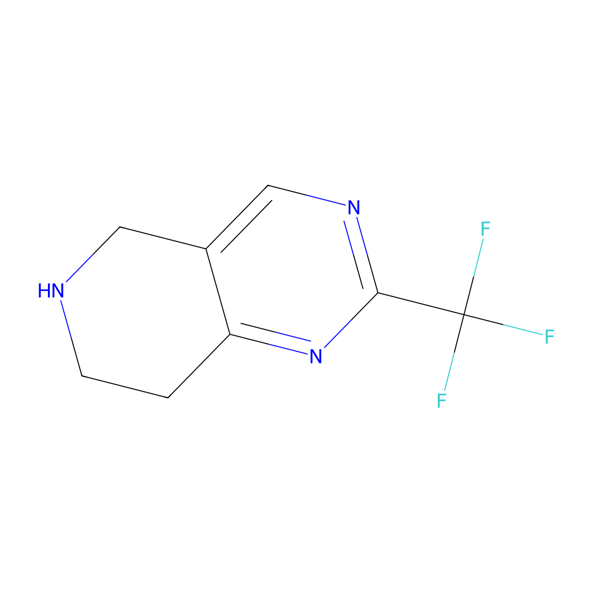 2-(trifluoromethyl)-5H,6H,7H,8H-pyrido[4,3-d]pyrimidine molecular structure, CAS 741737-16-6