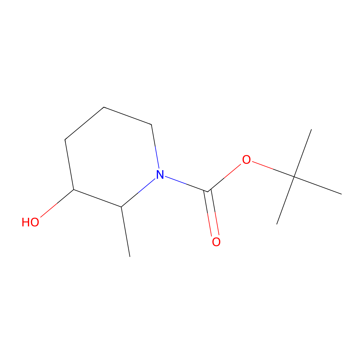 Tert-butyl 3-hydroxy-2-methylpiperidine-1-carboxylate molecular structure, CAS 741737-29-1