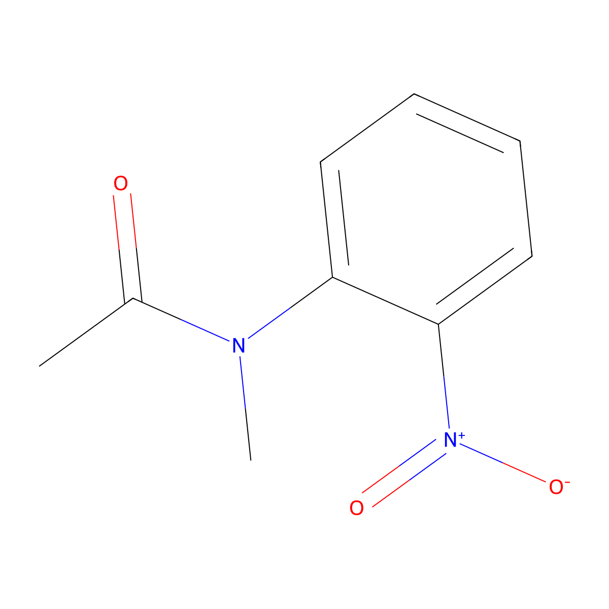 N-methyl-N-(2-nitrophenyl)acetamide molecular structure, CAS 7418-33-9