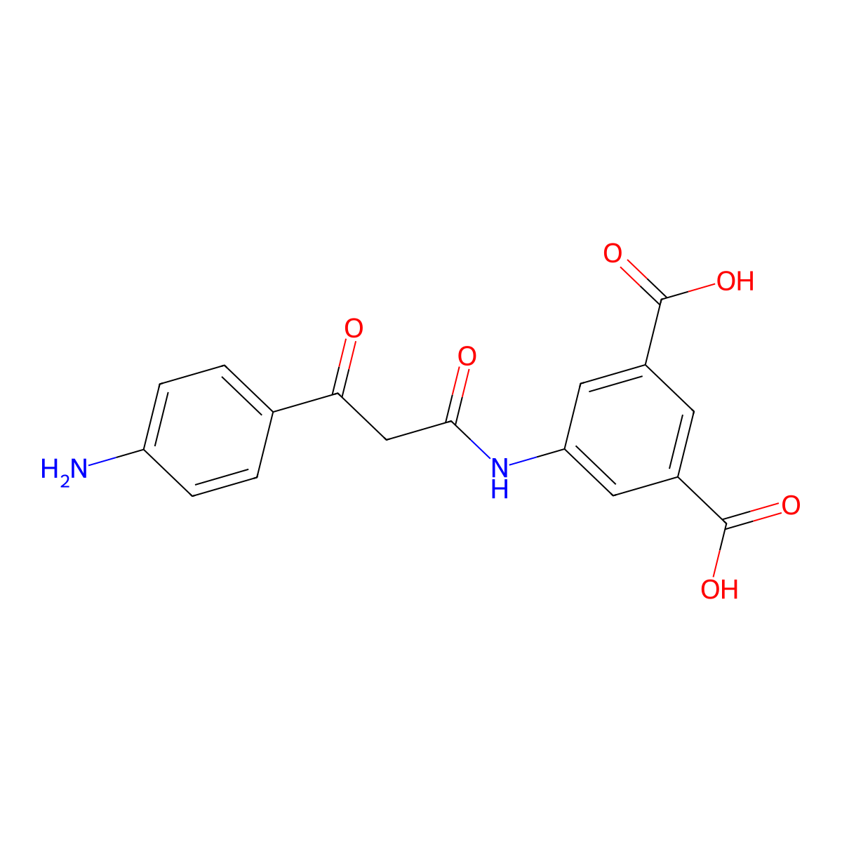 5-{[3-(4-Aminophenyl)-3-oxopropanoyl]amino}benzene-1,3-dicarboxylic acid molecular structure, CAS 74185-94-7